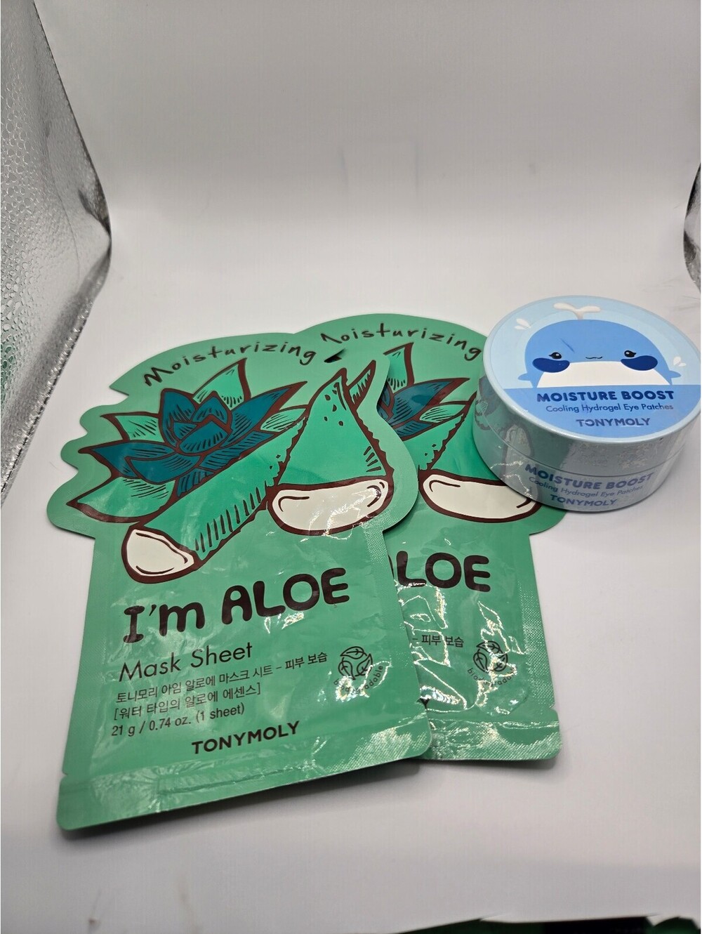 TONYMOLY I'm Aloe Mask Sheet 2-Pack with Moisture Boost Cooling Hydrogel Eye Pad